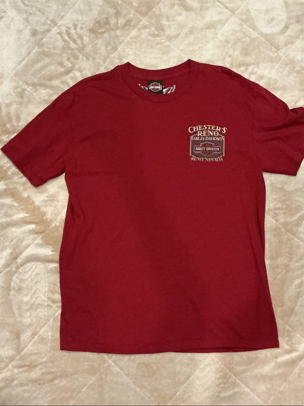Harley-Davidson Red Short Sleeve Crew Tee with Chest Patch